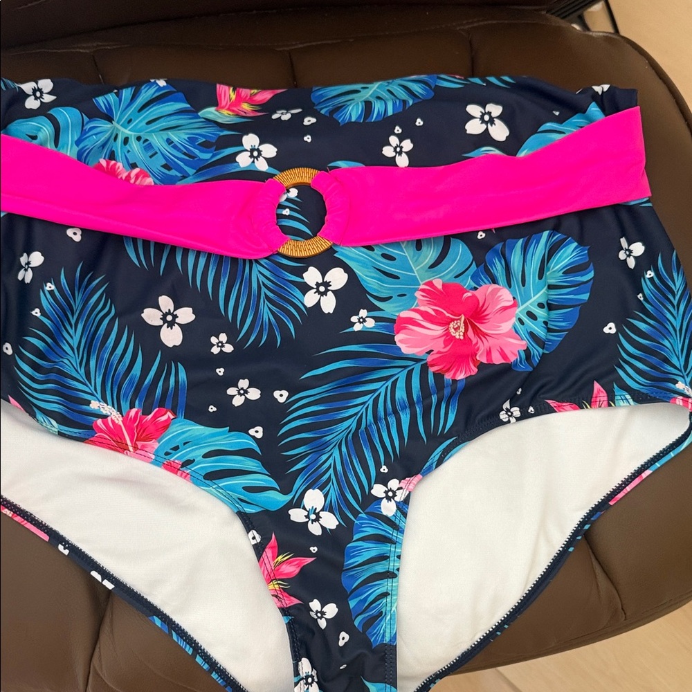 Floral Navy and Pink Women's Swim Coverup - Picture 4 of 5